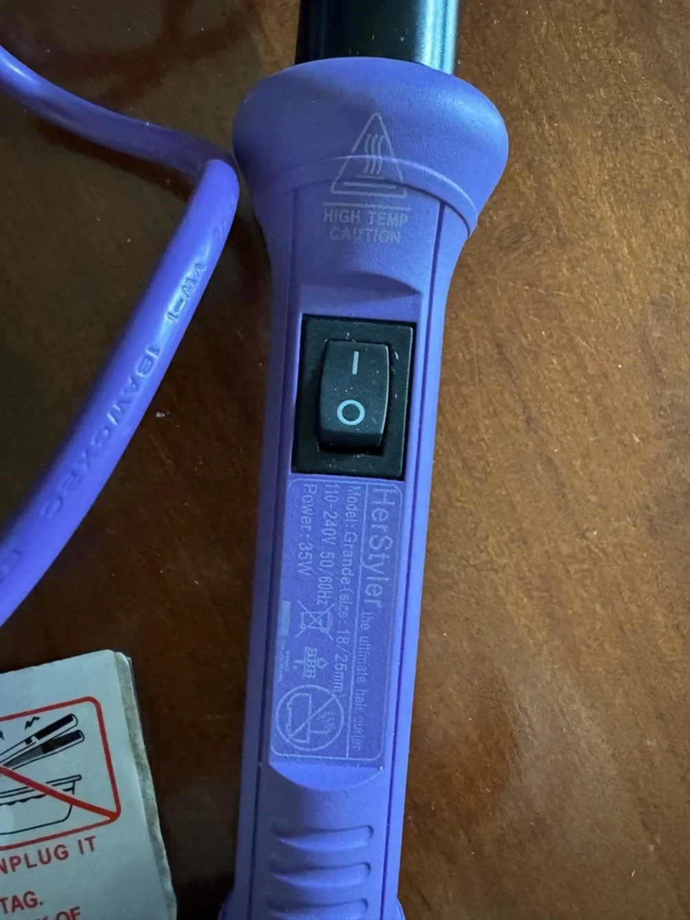 HerStyler Curling Wand Purple 25mm Hair Curler Iron